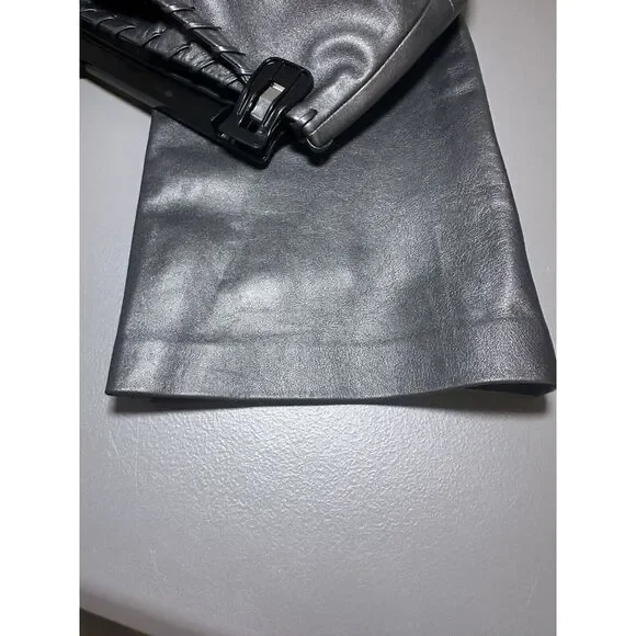 Cache Leather Pants Women's Size 2 Metallic Gray Lined Y2K Vintage - Picture 7 of 9